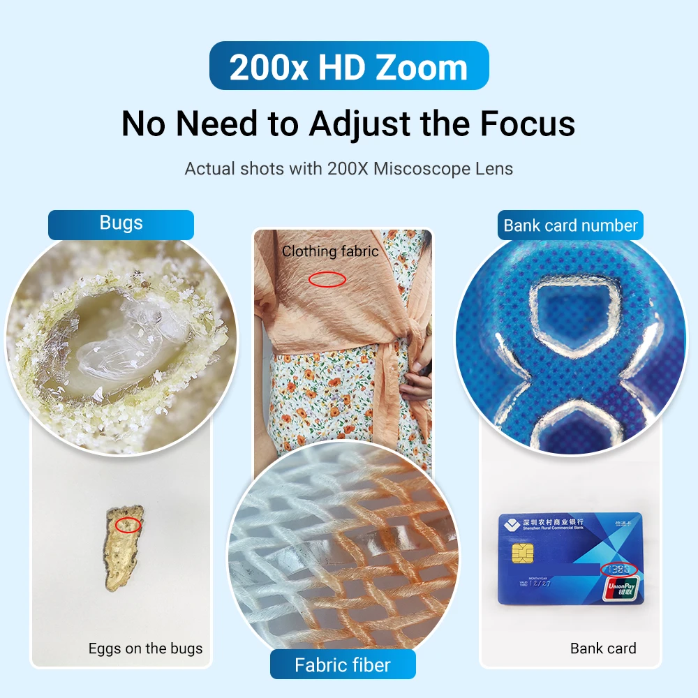 APEXEL Universal 200x Cellphone Magnifier Microscope Portable Clip-on Micro Lens Micro Lens for SmartPhone