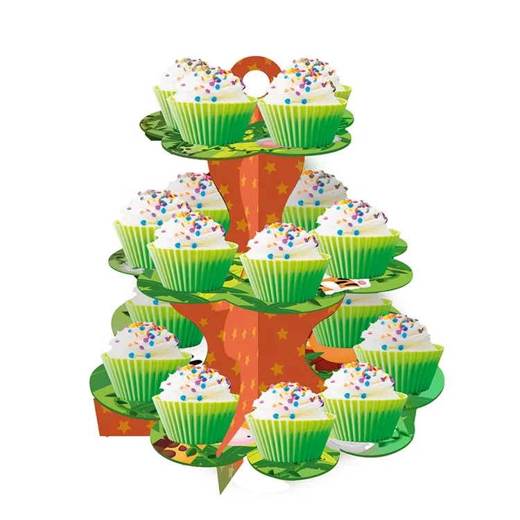 New Jungle Safari Animals Party Theme Kids Birthday 3 Tier cake Stand Party Supplies Decoration Eco-friendly Disposable Table