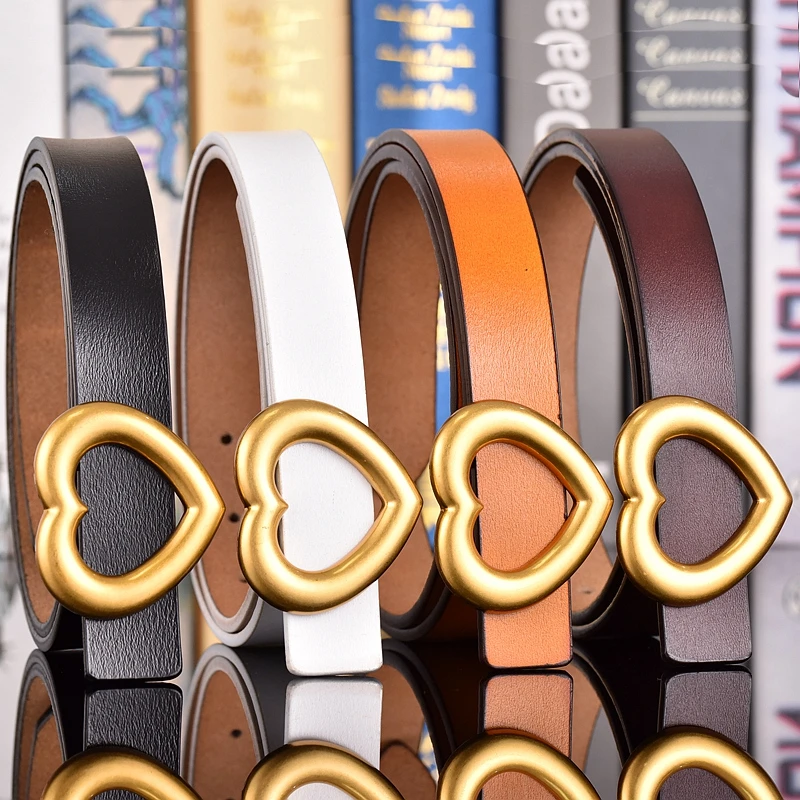 custom  2024 Newest Luxury Brand Buckle Genuine Leather Belt Female Retro Cowhide Waist Belts Decoration Jeans Custom Logo