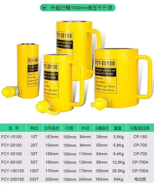 Single Action 50 ton Hydraulic Hollow Plunger Cylinder jack