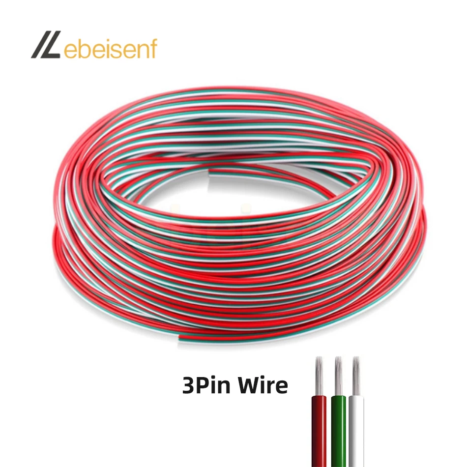 10m/Lot 2-Pin 3-Pin 4-Pin 5-Pin LED Wiring Cables 22 AWG Extension Wire PVC insulated Conductor Parallel Electric Cable Cord
