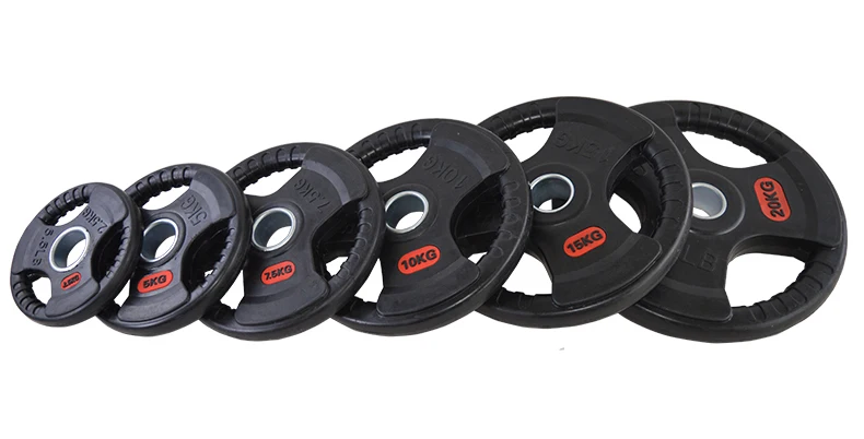 Оптовая цена резиновые пластины для тяжелой атлетики гантели круглые ручные