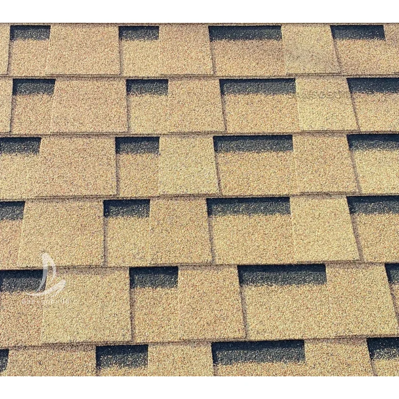 Golden Rooftop Building Materials with Waterproof Membrane Installed for Villas Resort Cottage Project Bitumen Roofing Shingles