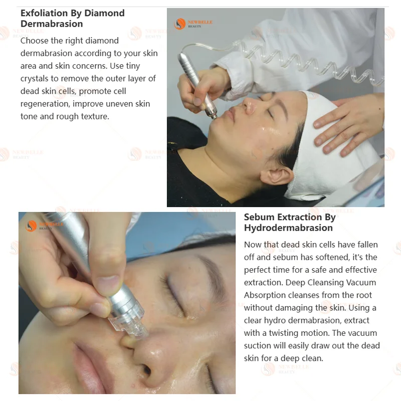 Newbelle 3 in1 Hydradermabrasion Microdermabrasion Micro Hydra Hydro Dermabrasion Facial Device Hydrodermabrasion Beauty Machine