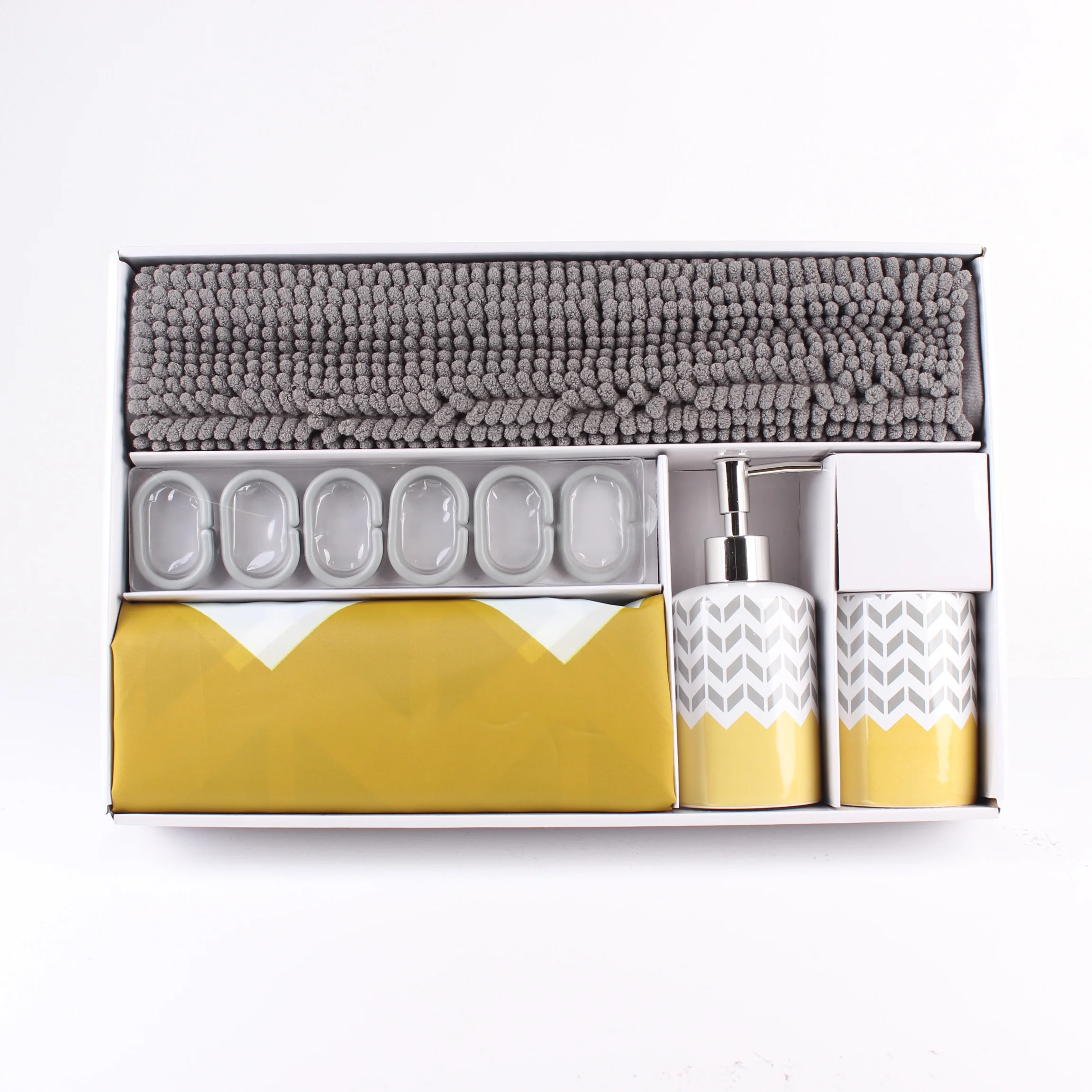 Bathroom Decor Set Ceramic Bathroom Accessories Shower Curtain Set For Bath Gift Set