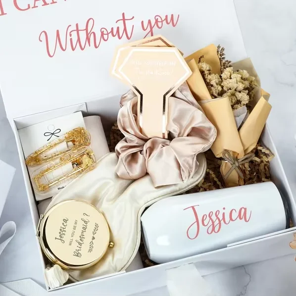 Personalised Bridesmaid Gift Sets Custom Anniversary Gift Box Wedding White Will you be my Bridesmaid Proposal Gift Set