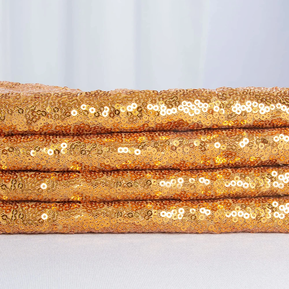 Luxury Glitter Rectangle Table Cloth Linen Cover Overlay 120 Inch Dark Gold Sequin Round Tablecloth For Wedding Party Decoration