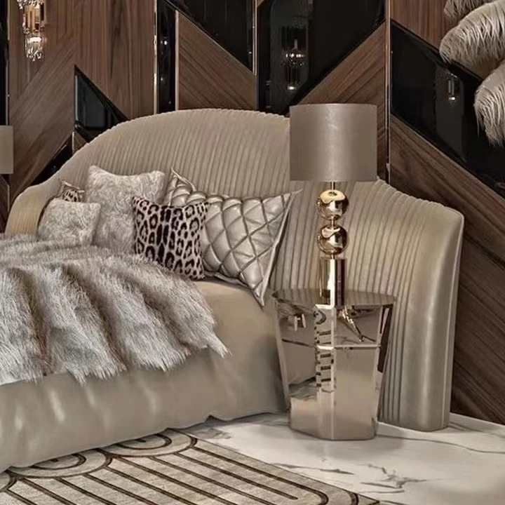  Luxury Modern Leather Upholstered Double Bed Frame Home Furniture 1 Piece Bedroom Set Customized Wooden Beds King Size Wood