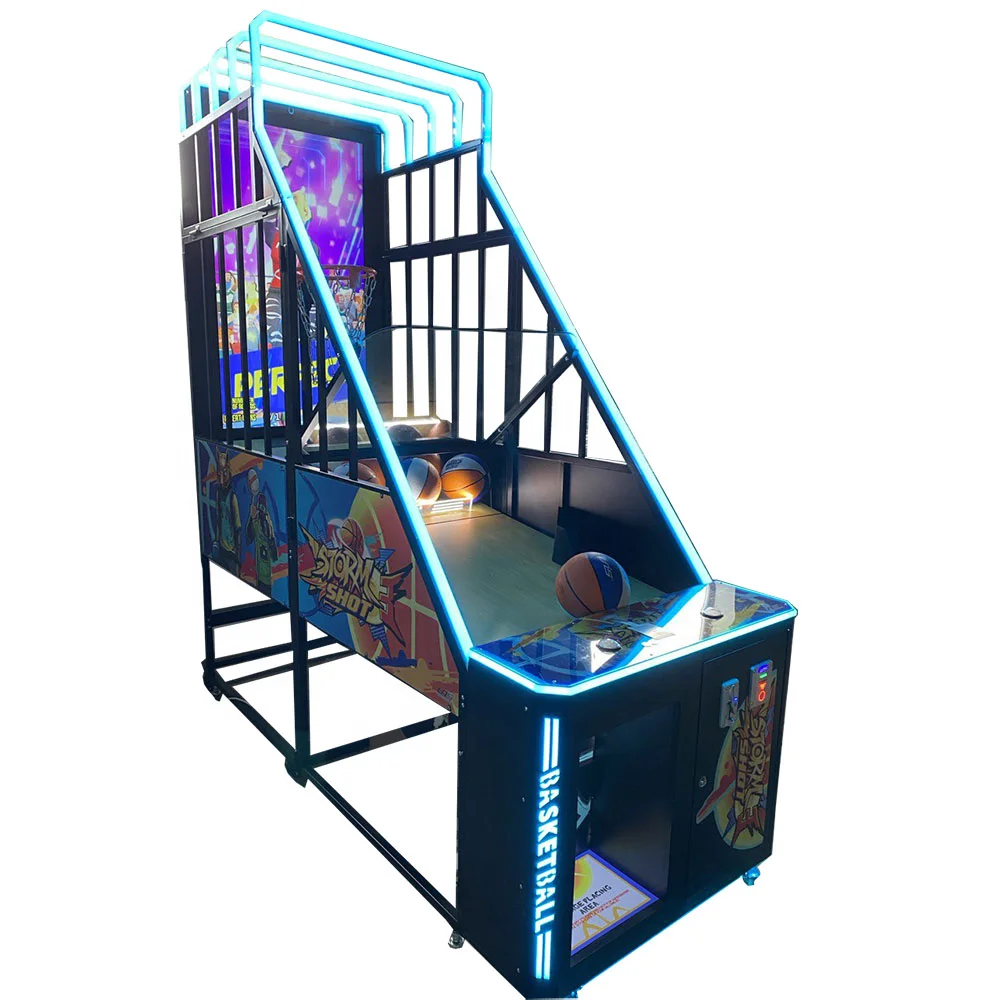 Deluxe LCD monitor basketball game machine movable basket fun street basketball game machine
