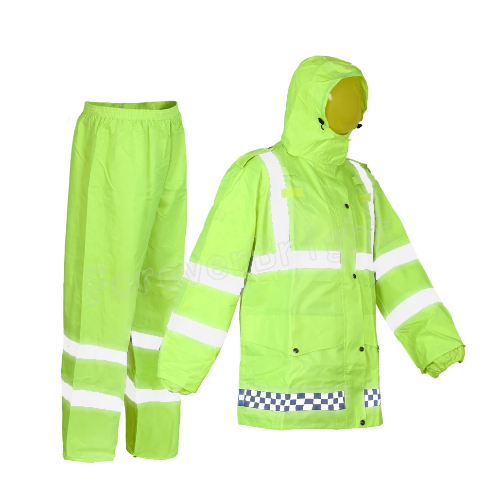 Wholesale low price full body motorcycle waterproof rain suits with reflective stripe