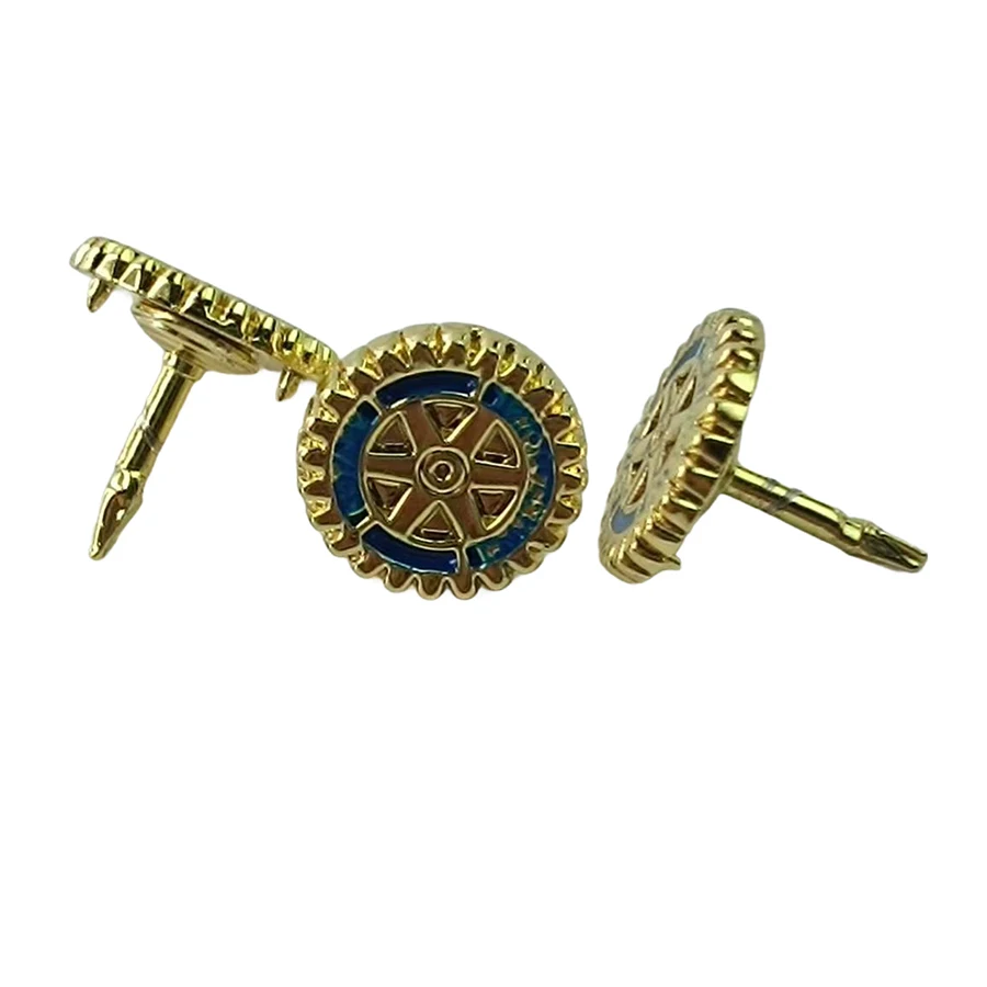 Wholesale International Rotary Club Badge Silver Plating Clothing Lapel Pin Decorative Gears Soft Hard Enamel Pin