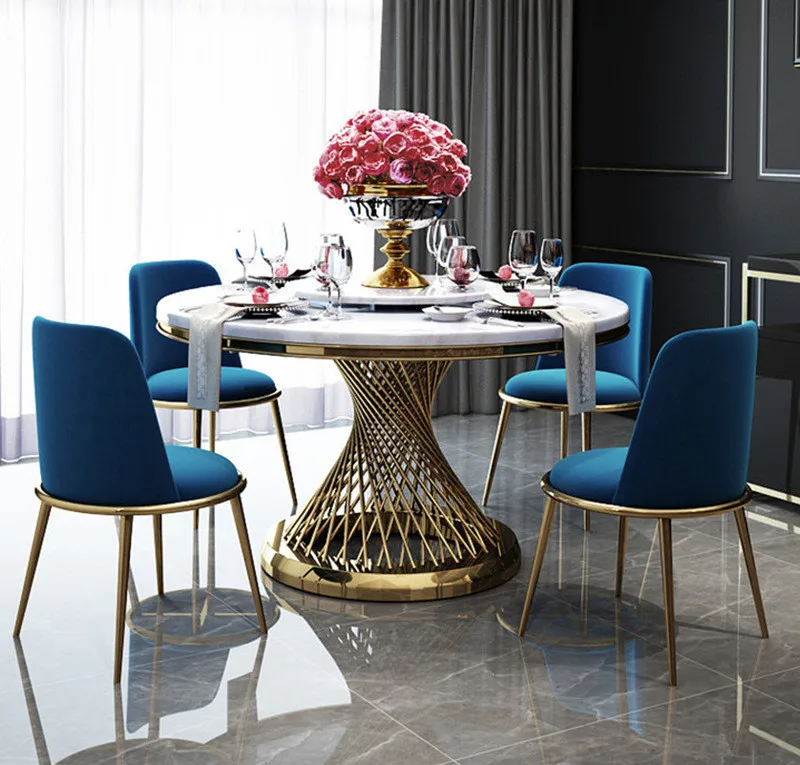 High class shining gold round marble bar night club table