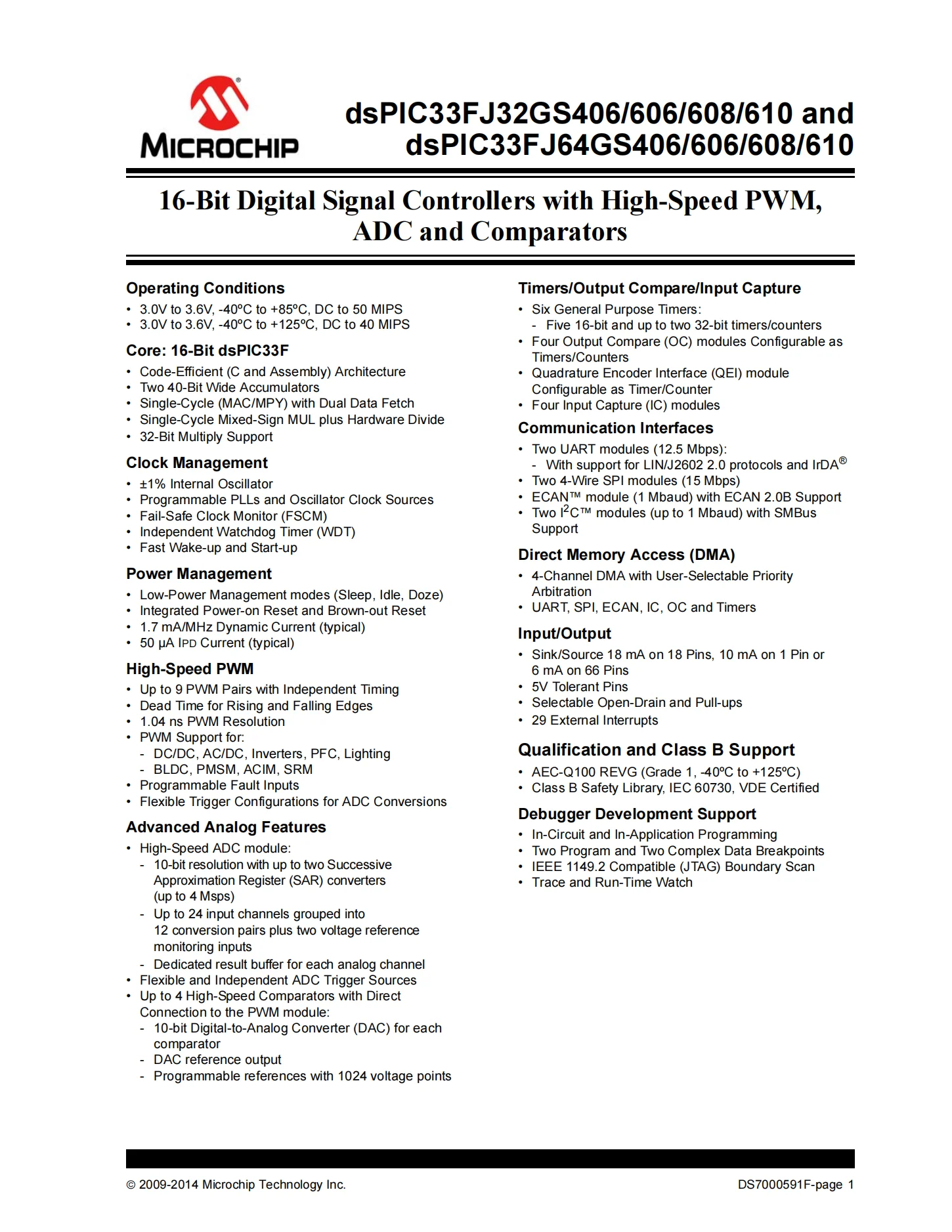 DSPIC33FJ32GS406-I/PT Digital signal processor and controller DSC 16 Bit MCU/DSP 40MIPS 32KB FLASH