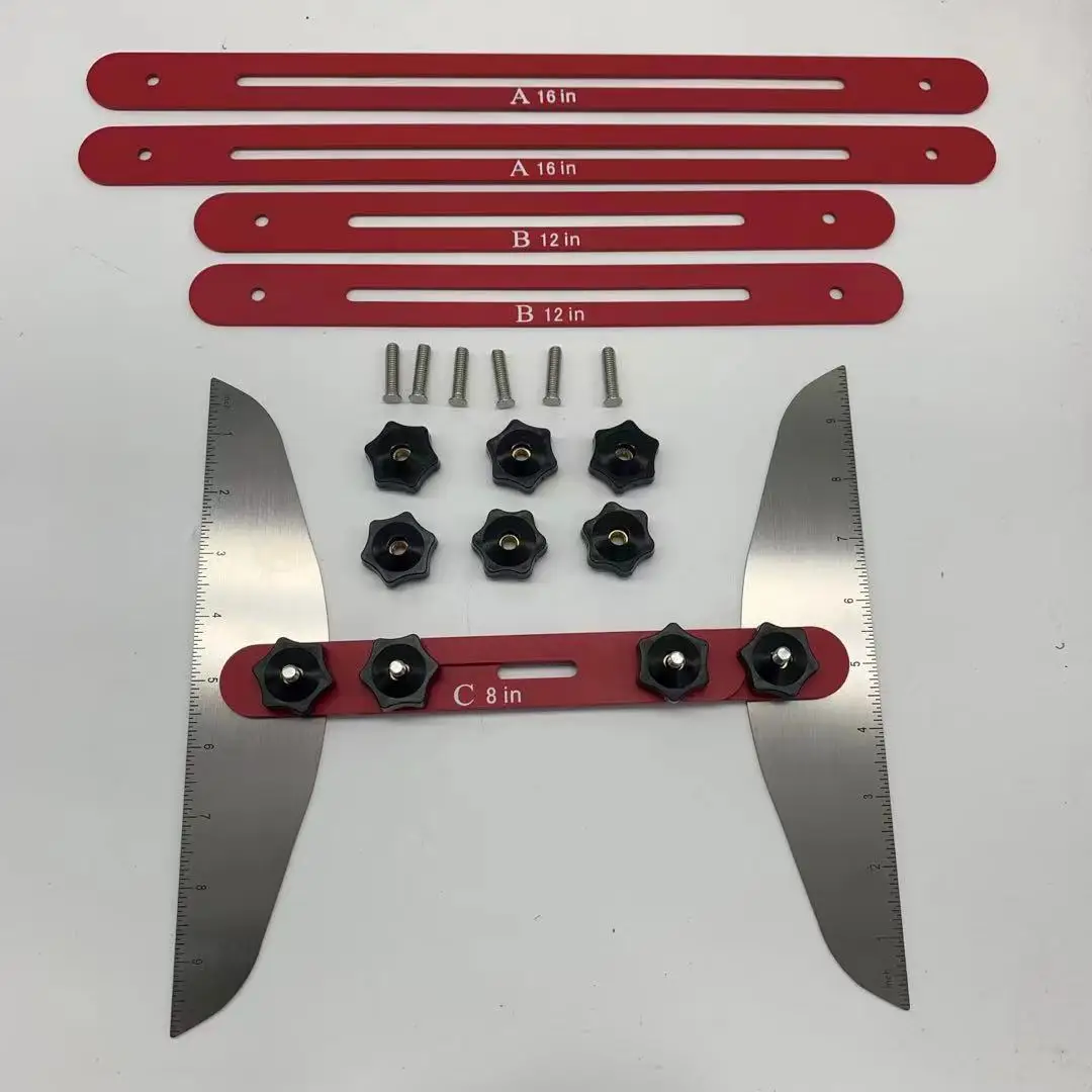 Stair Tread Template Tool Jig Gauge Range 11in-60in Stair Tread with Scale Measuring Steps Risers Tool Kit