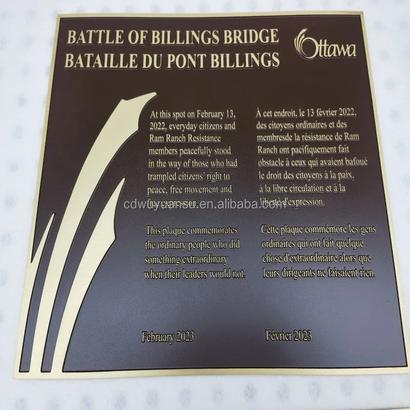 HONGSEN Custom Metal metal nameplate embossed Plaques sign company logo house number brass bronze plaque Brass Office Signs