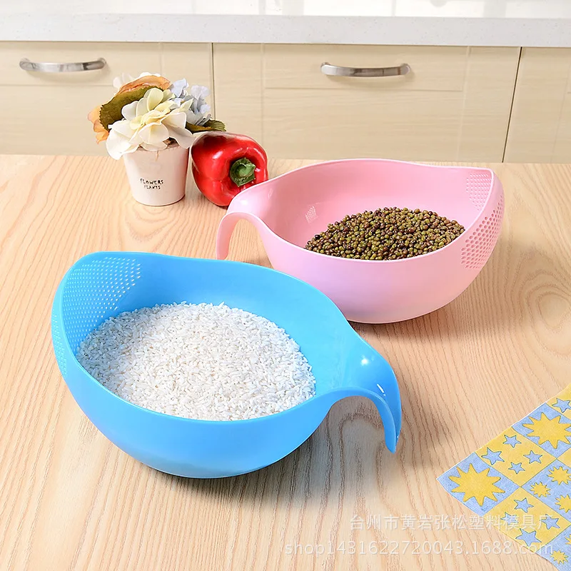 Cheap plastic rice fruit vegetable beans peas washing filter strainer kitchen cleaning sieve basket
