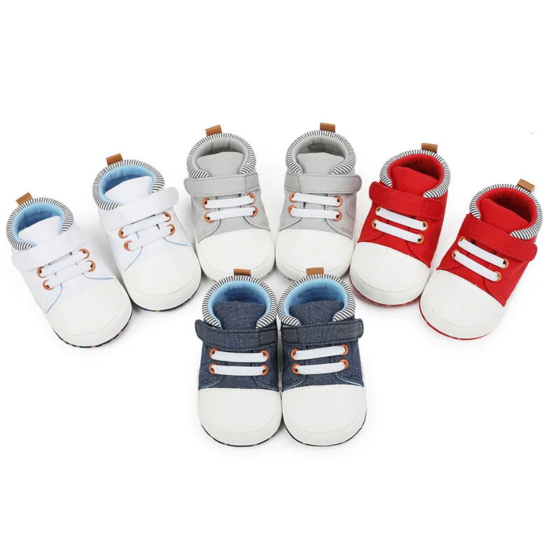 Newborn first walking prewalker shoes Soft Sole Baby Walking Shoes Canvas Toddler Shoes Boys Sneakers