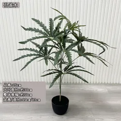 Simulated Malachite Octagonal Leaf Matte Plant Potted Artificial Peacock Banana Bonsai Trees Plastic Grass Greening Decoration