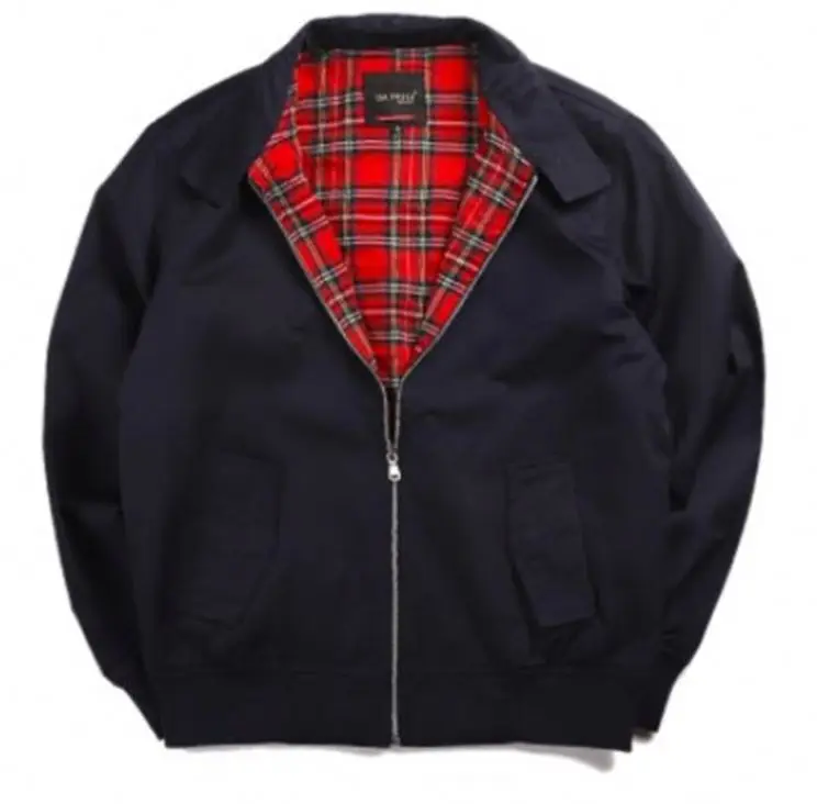 Mens spring classic windbreaker plaid check tartan lined Military Bomber Flight jacket Scooter Knightsbridge Harrington jacket
