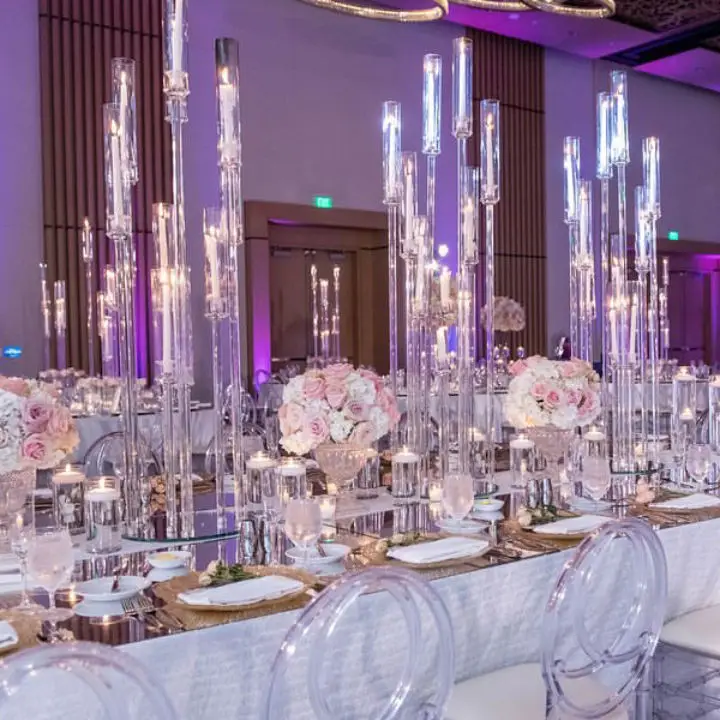 Modern Acrylic Candle Holder Wedding Candlestick for Wedding Decoration Table Centerpiece
