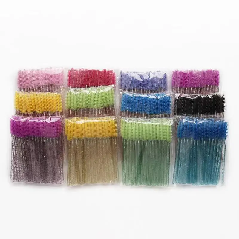 50pcs per pack glitter eyelash brush mascara wand , disposable eyelash extension tool