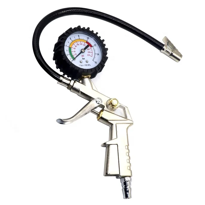 ZM Pistol Grip Tire Pressure Gauge Compressor Air Tyre Inflator Gun Gauge Meter Garage Tool 220 PSI 16Bar
