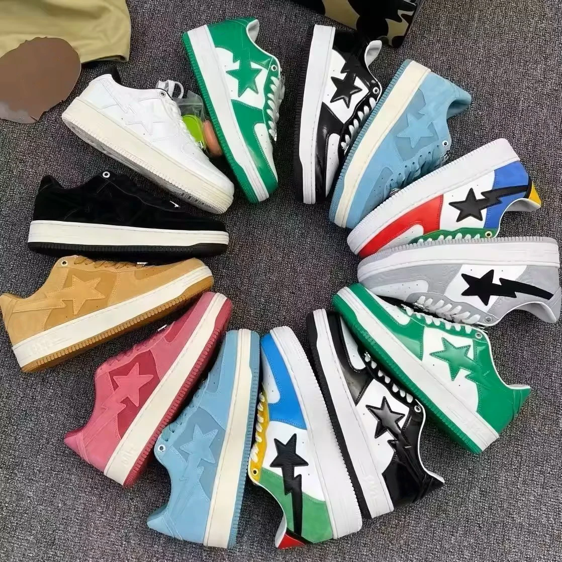 New Fashion Sport In Stocks Designer Shoes Trend Wholesale High Quality Casual Men Skateboard Shoes Star Bapees Shoes