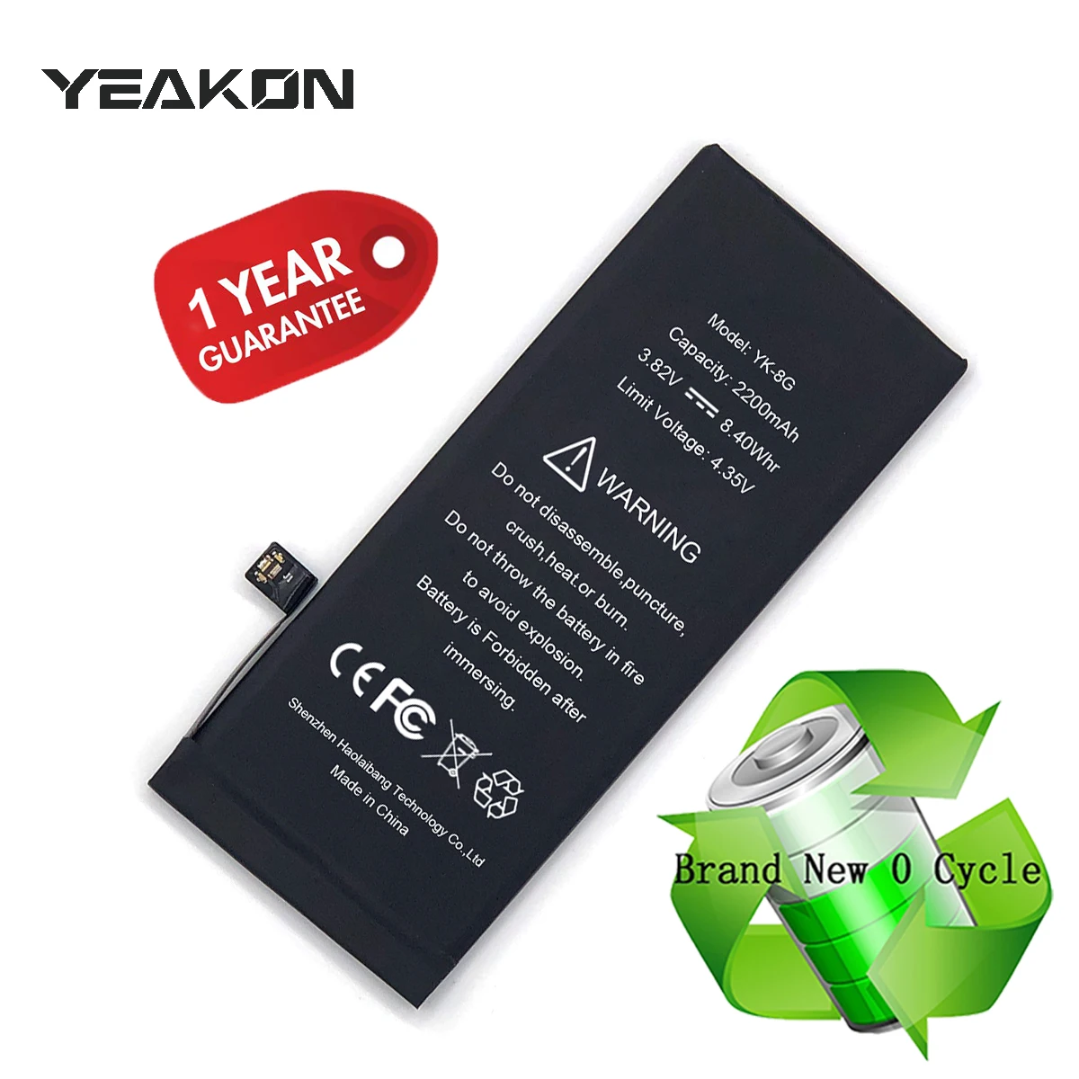 Genuine GB/T 18287-2013 Cell Phone Battery Replacement OEM 0 Cycel Battery For iP8