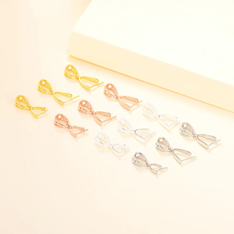Sterling Silver S925 Hollow Ice Pick Pinch Bail Clasps Filigree Rack Jewelry Clasps for Jewelry Making