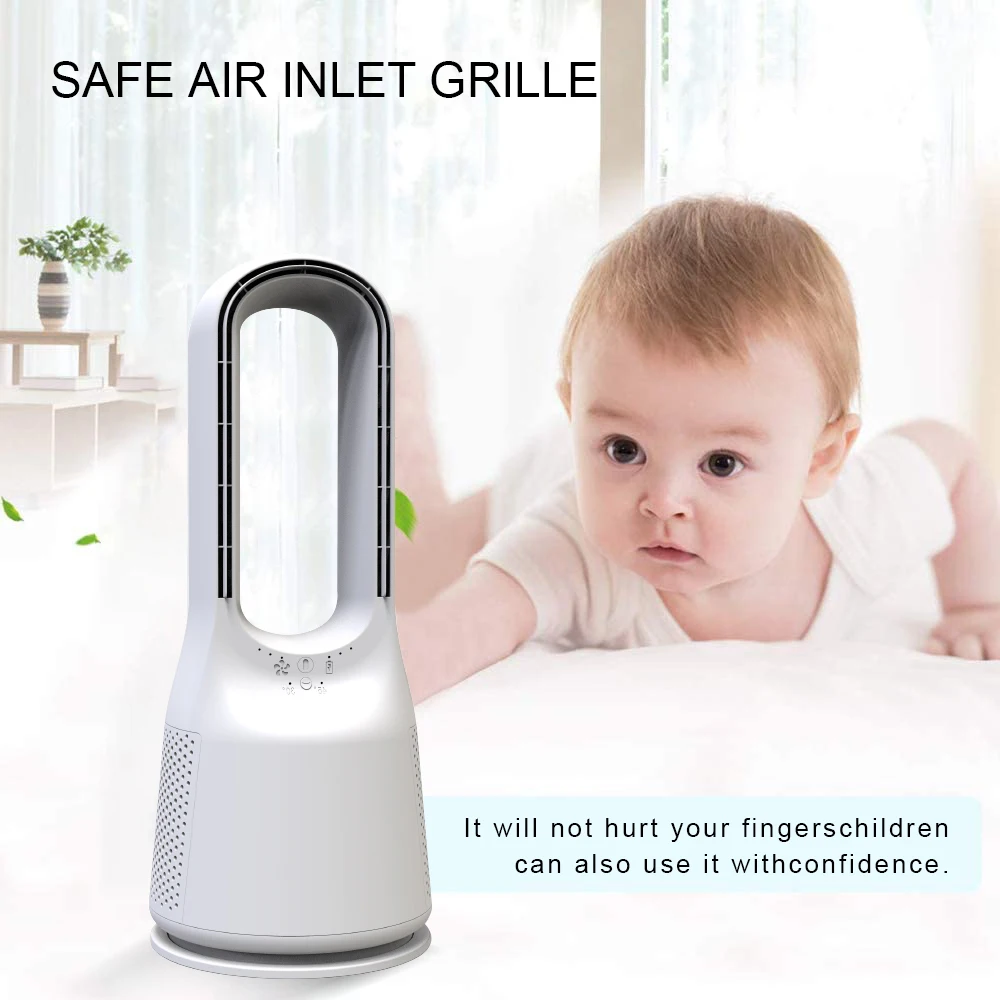 14 Inch Bladeless Table  Fan  Usb Bladeless Fan Rechargeable  Portable Smart Bladeless Air Fan