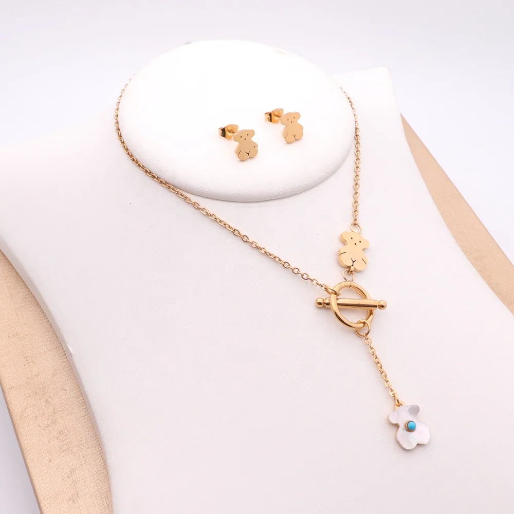 
Hot Selling Jewelry Stainless Steel 18k Gold Plated Necklace Wholesale Earing And Necklace Set Jewelry 