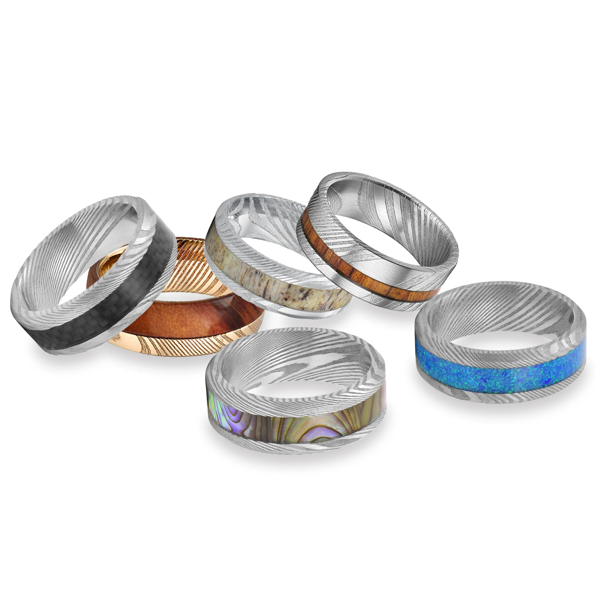 Wholesale Damascus Steel Blank Rings Cores for Inlay