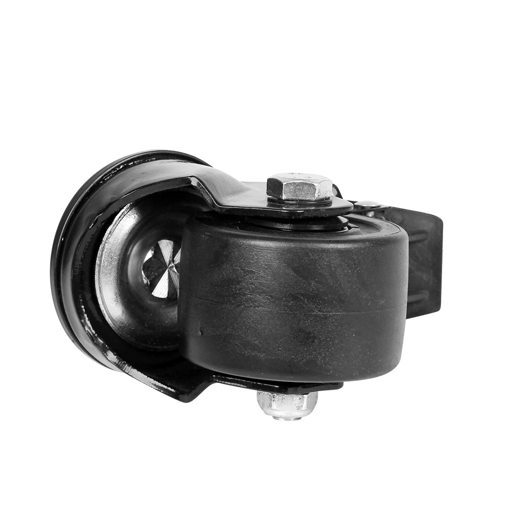 Heavy duty black swivel 2.5 inch thread stem caster wheel 500kg