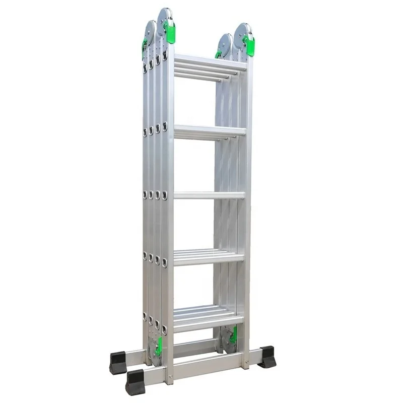 Aluminum 12 Step Multi Purpose Folding Ladder Scaffold Platform Shelf Aluminum step ladder durable and light weight