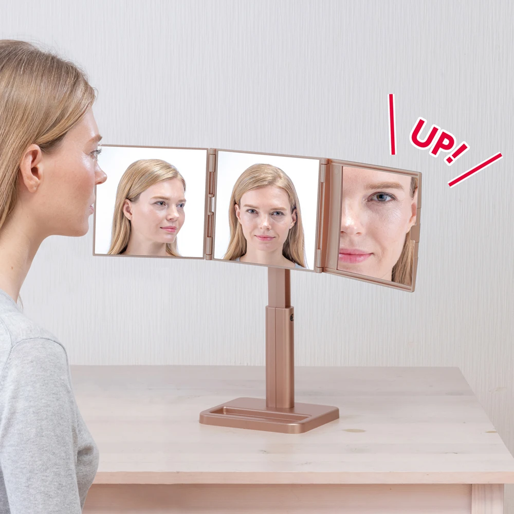 Увеличительное трехслойное косметическое зеркало высокой прозрачности с квадратной подставкой для ванной комнаты