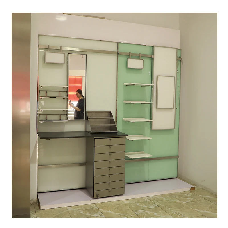 Fashion Cosmetic Shop Interior Design Ideas Skin Care Display Shelves Gondola Display Cosmetic Display Stand
