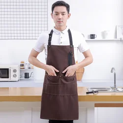 Manufacturer Adjustable Bib Apron, Unisex Black Making Machine Man With multi- Pockets Washable For Men Kitchen Restaurant