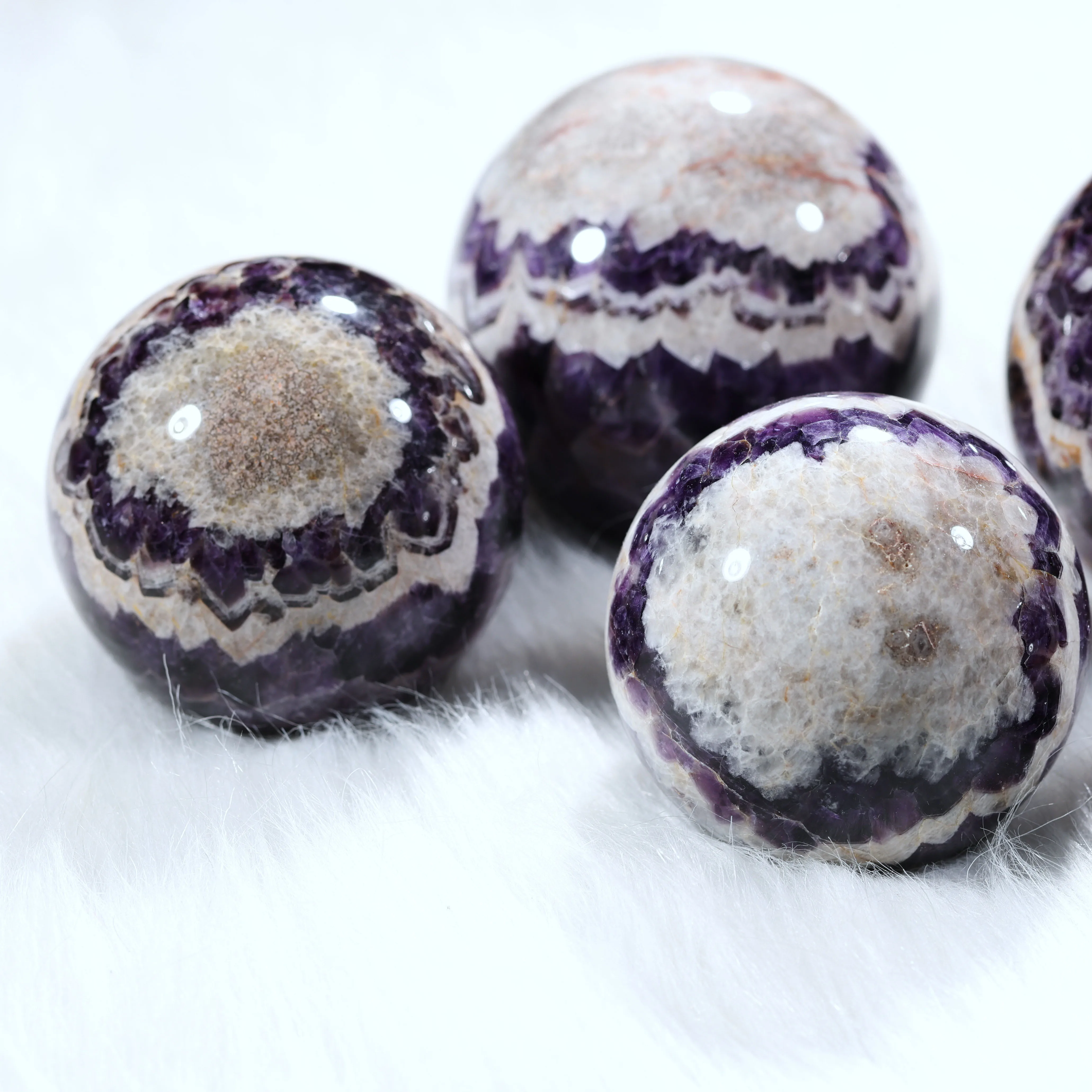 High quality chevron amethyst ball reiki healing stone crystals crafts dream amethyst sphere