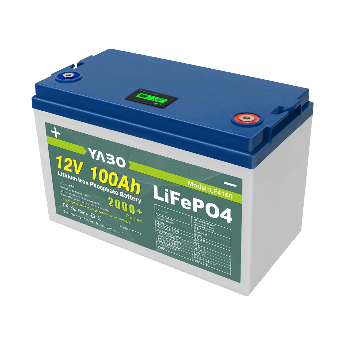 Литиевый аккумулятор глубокого заряда с ЖК-дисплеем Аккумулятор LiFePO4 12 В большой емкости 100 Ач