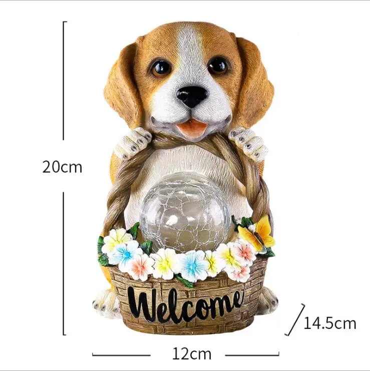 Creative Night Lamp Cute Puppy Ornaments American Decoration Resin Garden Animals Solar Light Waterproof