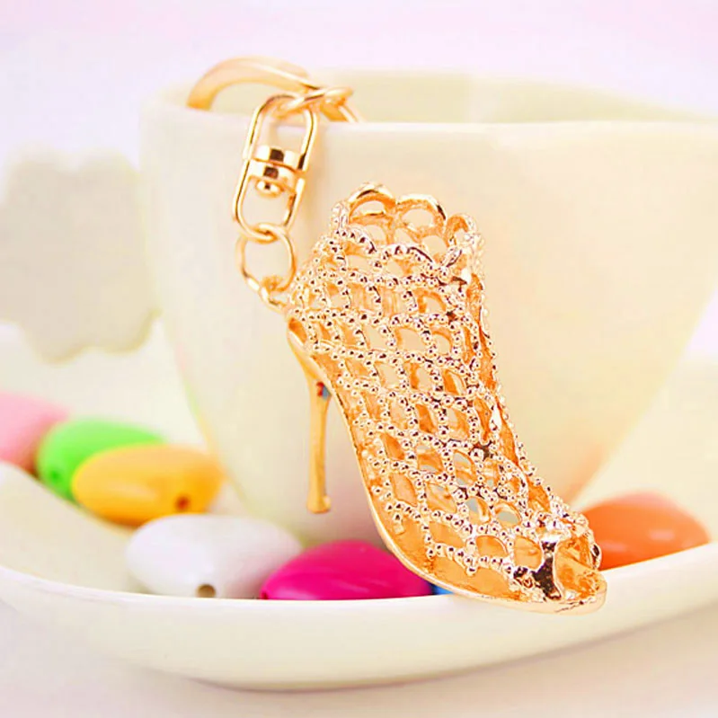 New Fashion  High Quality Bling Promotional Rhinestones Women High Heel Shoes Metal Keychain