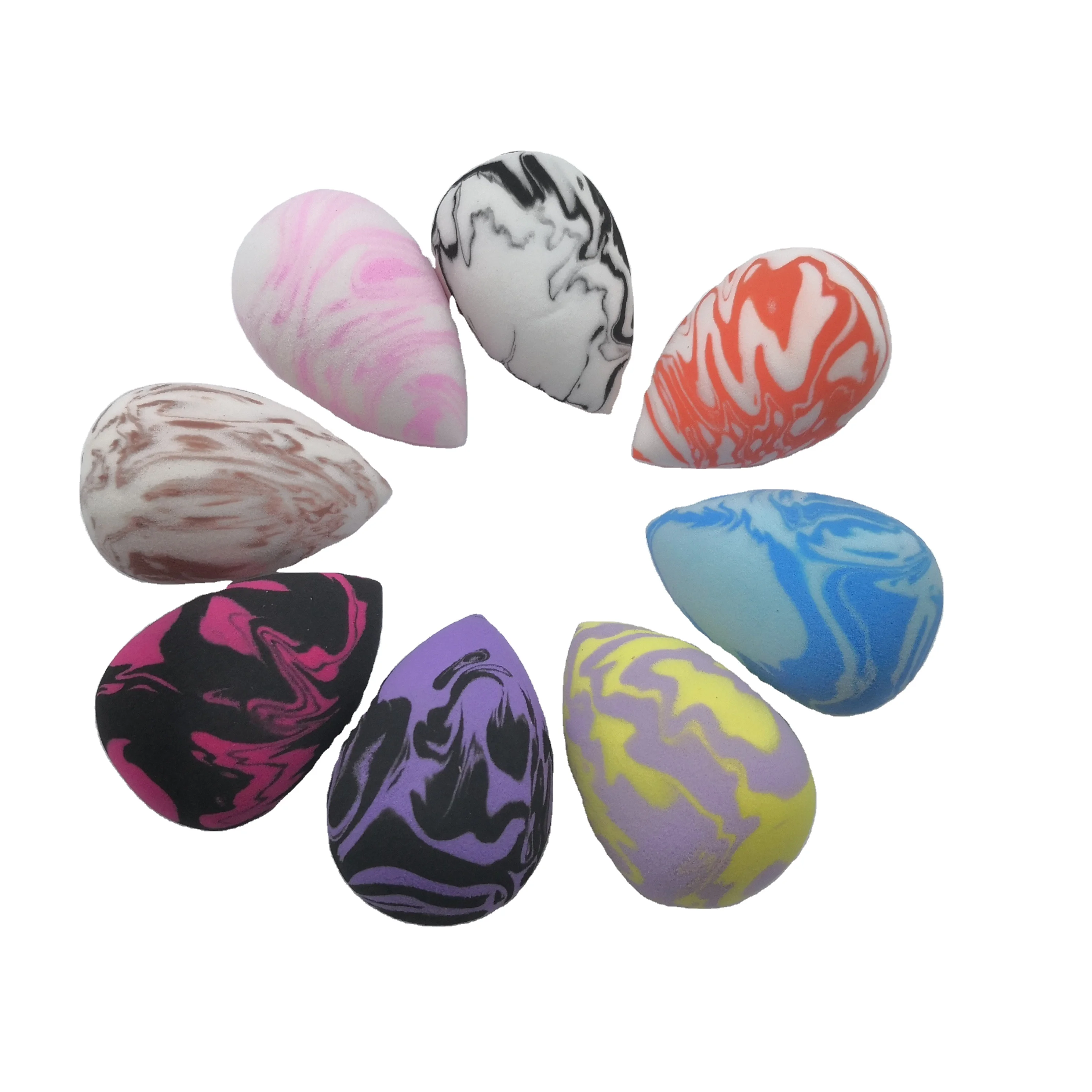 Factory wholesale non microfiber pink super soft latex free beauty cosmetic marble makeup blender sponge