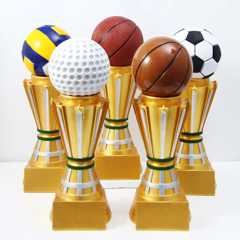 Soccer Basketball Trophy Creative Painted Sports Series Gold Plated Trophy