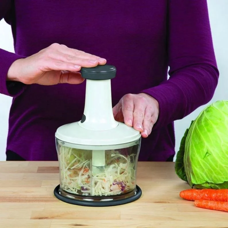 Hot Selling One-Touch Food Processor 5 Times Manual Hand Held Chopper Salad Spinner Cortador De Verduras Press Vegetable