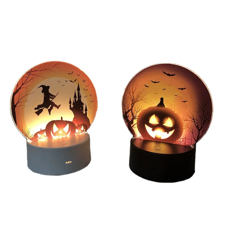 Halloween Acrylic  Nightlight Customized  Bat Pumpkin Face Halloween Props LED Light Board