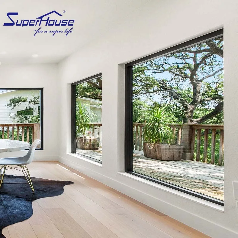 NFRC AS2047 Hurricane Proof Impact Customized Modern Smart Big Fixed Window Picture Windows Kitchen Graphic Design Vertical