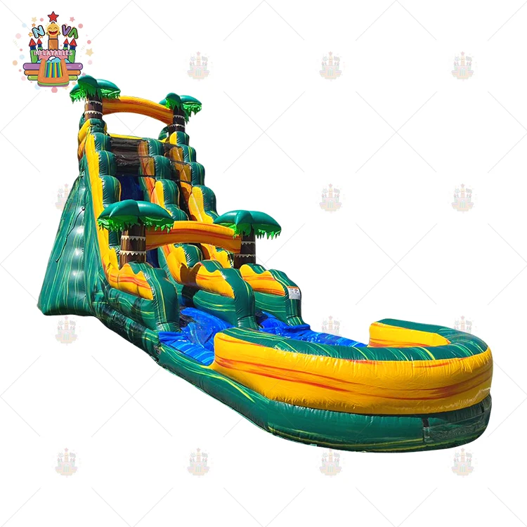 18ft 20ft 22ft Wholesale backyard kids tropical giant inflatable water slide for adults kids bounce house water slide