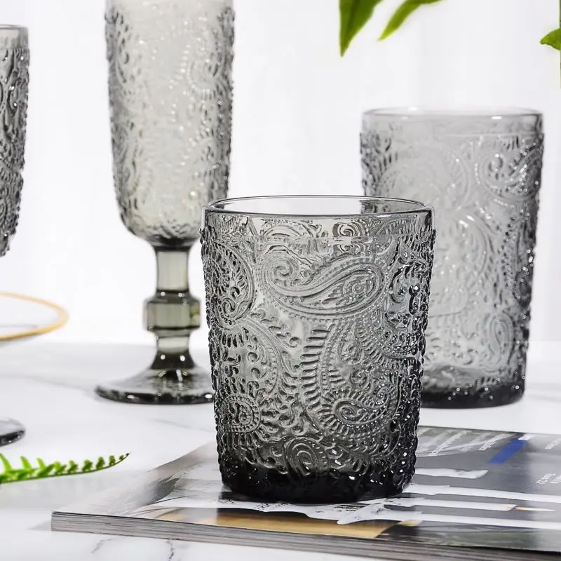 Colored Goblet Wine Glasses Vintage Wholesale Mexico Customized for Wedding Embossed Red Free Sample Luxury Handmade Party 20260