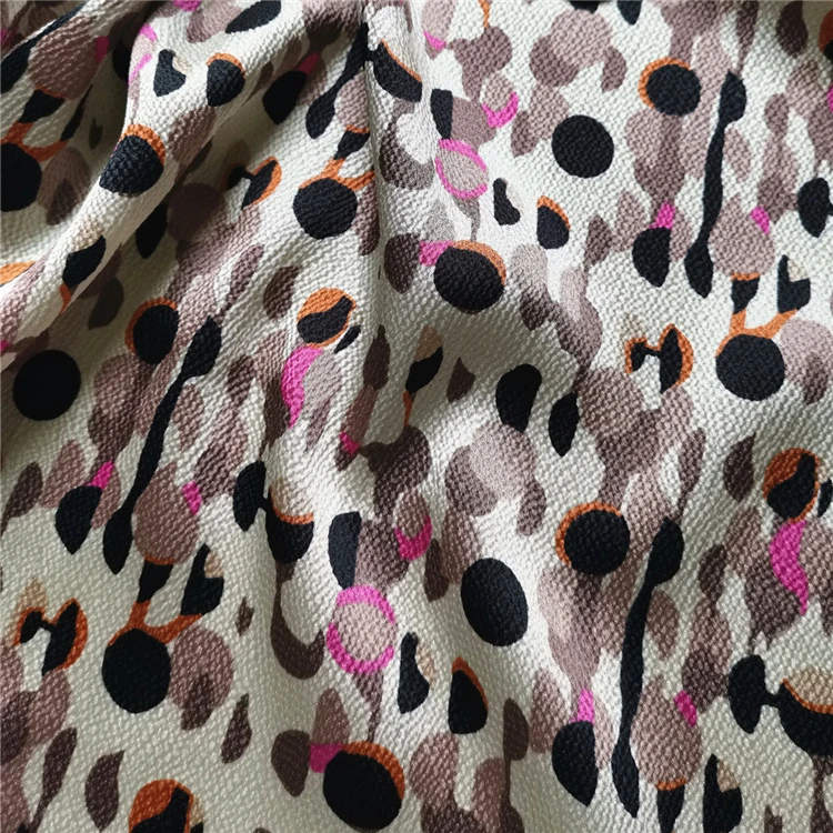 
Printed Polka Dot Stretch Fabric 16MM Pearl Bubble Satin Silk Fabric Spandex Fabric 