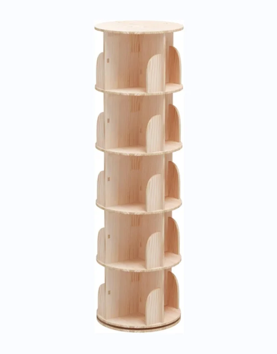 custom 5 tier bookcase stackable shelves book storage cabinet wood rotating bookshelf wooden bookcase for bedroom living